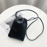 Portable Pu Leather Women Handbags Solid Flap Large Capacity Crossbody Bags Candy Color Mini Bucket Bag