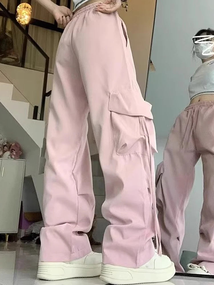 Women's High-Waisted Drawstring Straight-Leg Pants