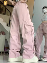 Women's High-Waisted Drawstring Straight-Leg Pants