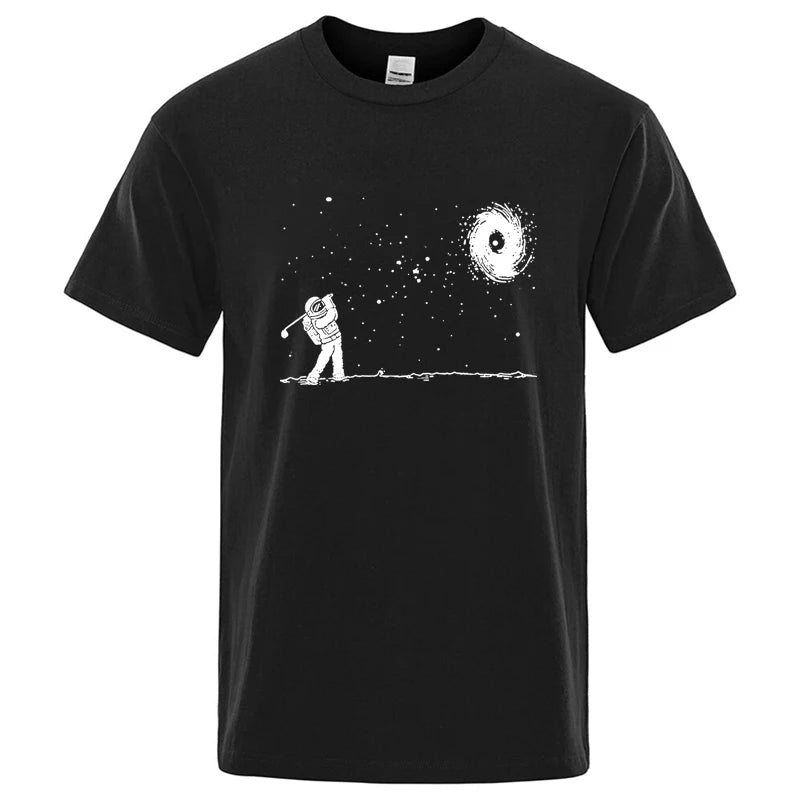 Men's High Quality Cotton Blend Funny Astronaut Print Summer T Shirt Loose O-neck Men Tshirt Short Sleeve T-shirt Male Tees Tops