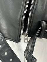 2025New Coal graysty le Women's washed leather jacket with belt, short coat with downgraded zipper and vintage lapel jacket