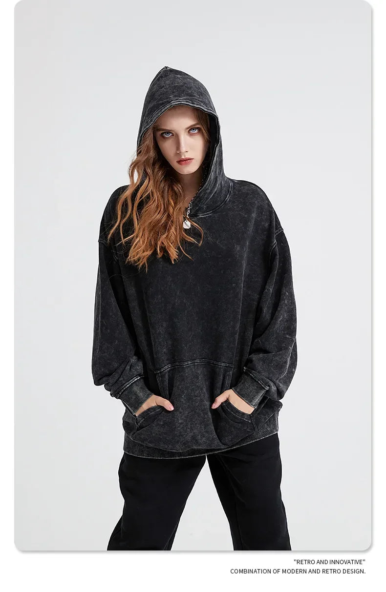 Vintage Wash Oversized Cotton Hoodie