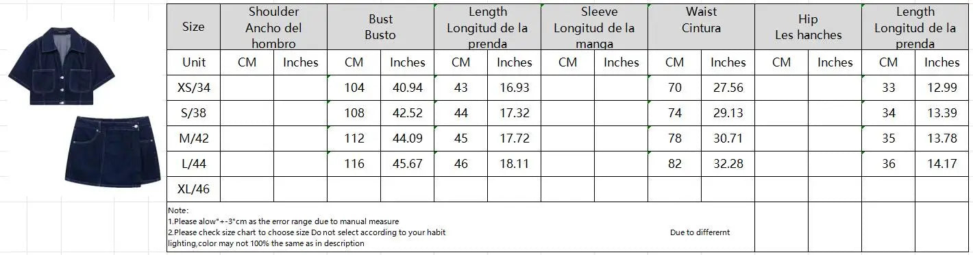 Nlzgmsj  Summer Women's Casual Sets Fashion Mini Skirt Shorts Sets Denim Short Shirt Top Sets For Women Street Women Outfit
