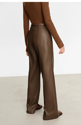 Minimalist Straight-Leg PU Leather Trousers