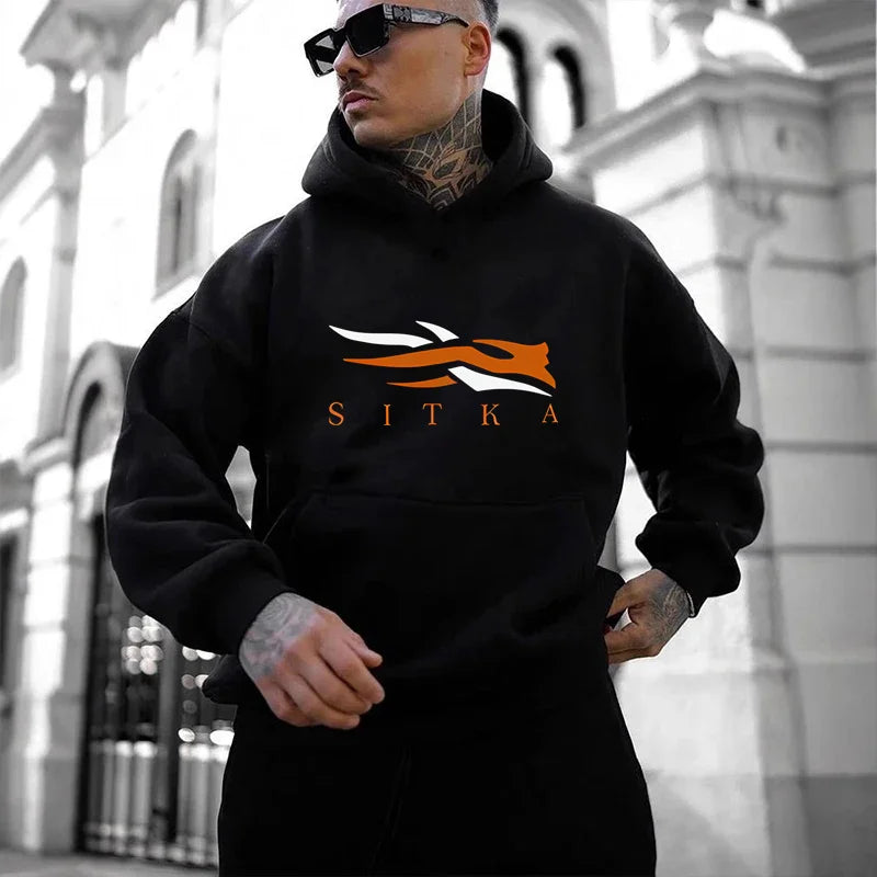 2026 New SITKA Letter Printed Fashion Men's Street Harajuku Y2K Autumn/Winter Hoodie Hip Hop Warm Sports and Leisure Clothing