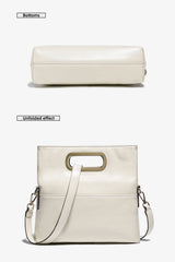 Zency Vintage Genuine Leather Handbag for Women Large Capacity Brown Crossbody Designer Shoulder Bag 2026 Summer Beige Sac Bolsa