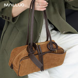 Ladies Casual Soft Suede Cowhide Handbags Women's Frosted Cow Leather Shoulder Bag Female Fashion Trend Luxury Designer Bags New