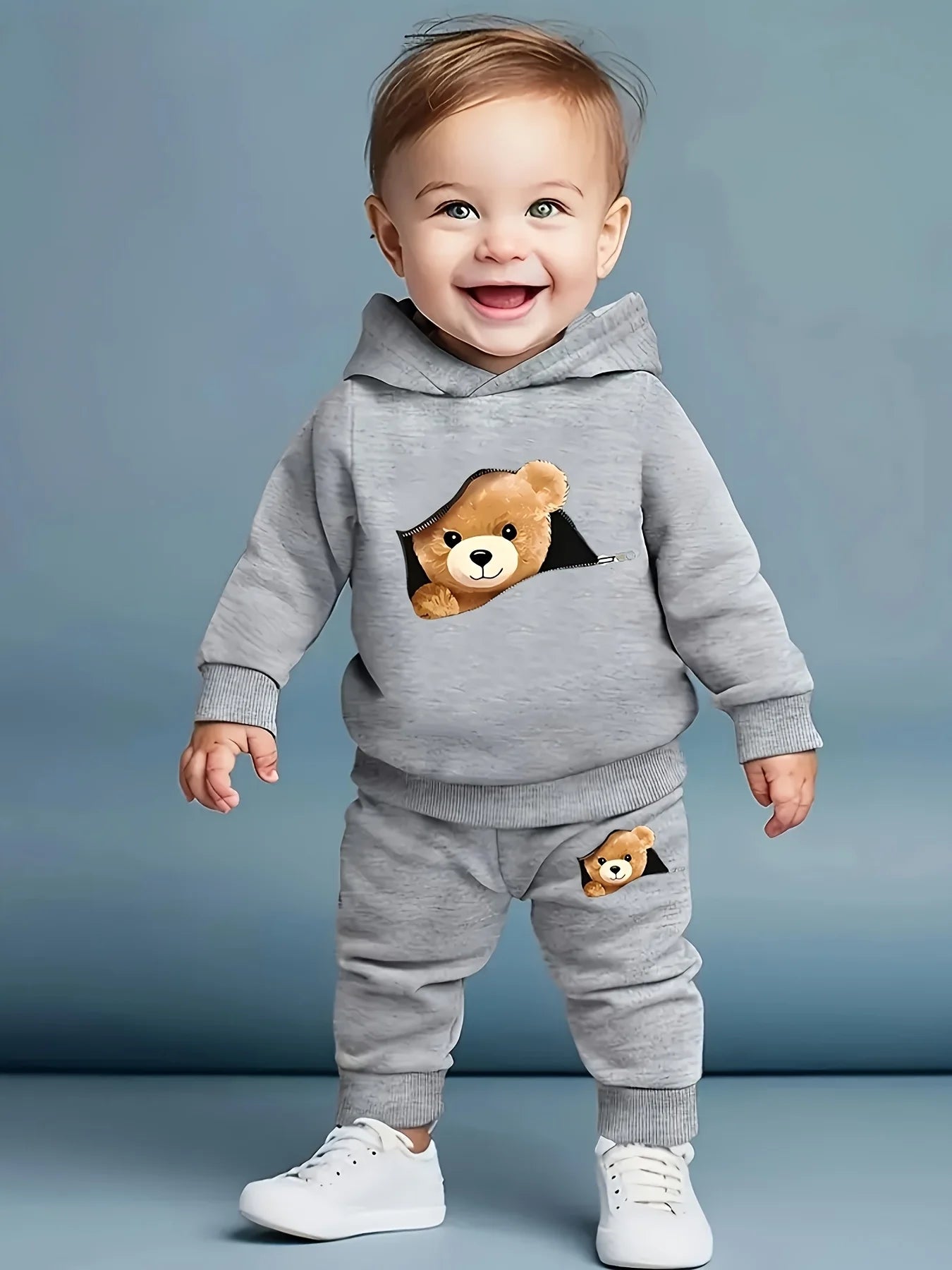 Newborn Bear Print Fleece Set