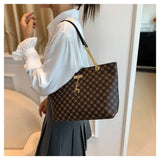 Durable PU Leather Shoulder Bags Large Capacity Printing Shopping Bag Handbags Women