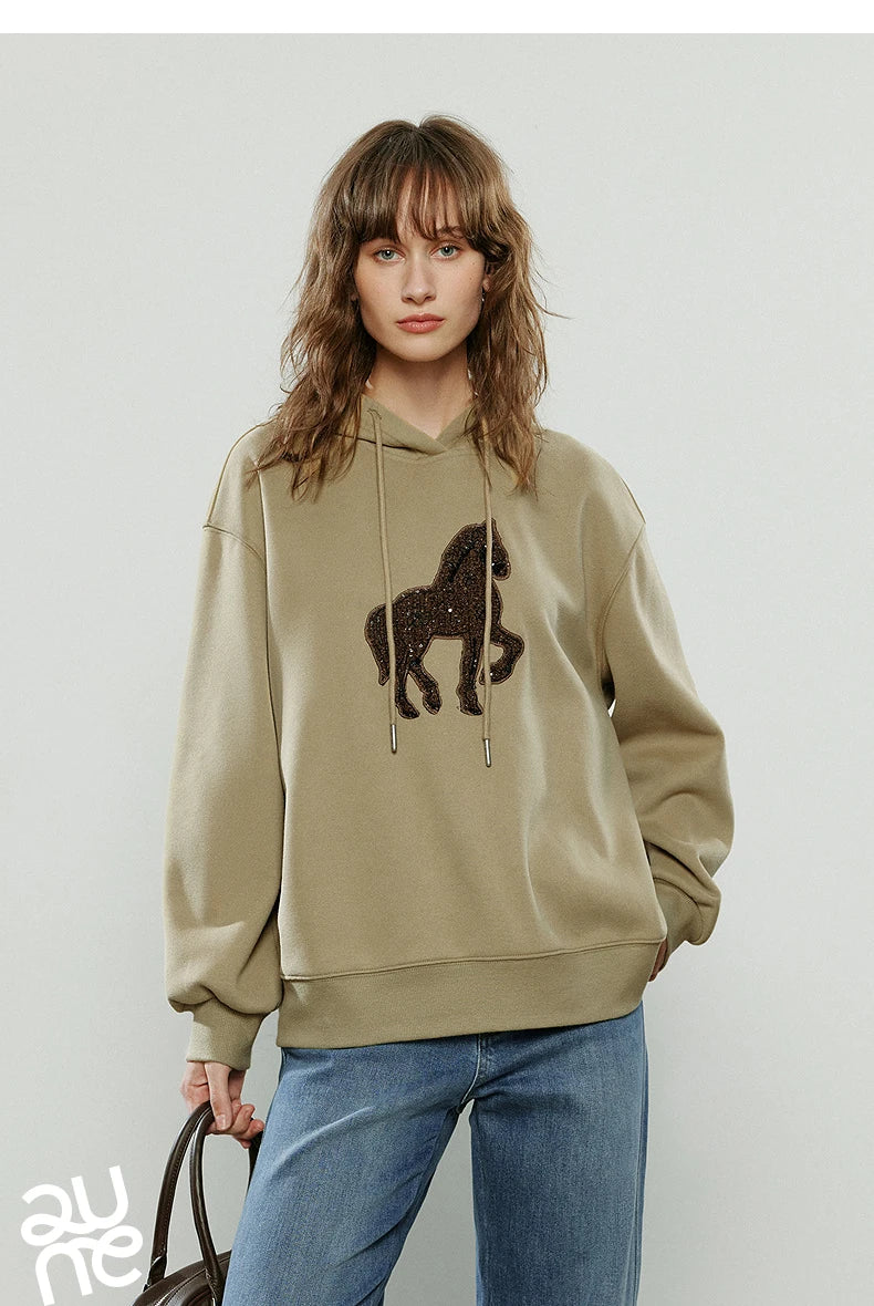 Women's Embroidered Relaxed-Fit Hoodie