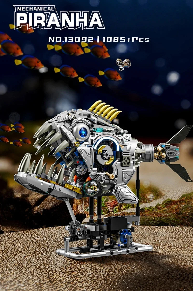 Mechanical Sea Animals Building Blocks DIY Movable Whale Octopus Manta Shark Piranha Creative Technical MOC Desktop Decor Gift