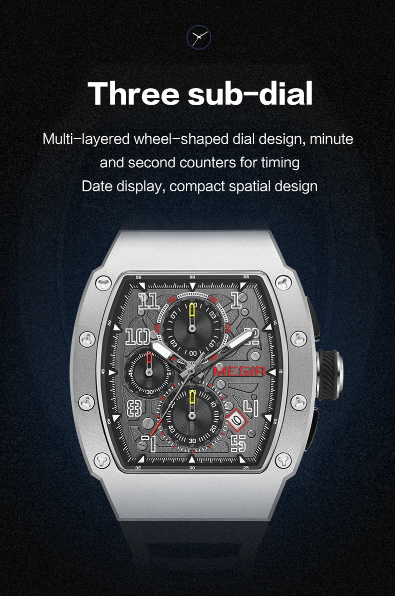 Men's Sport Chronograph: Stainless Steel Waterproof Quartz Watch