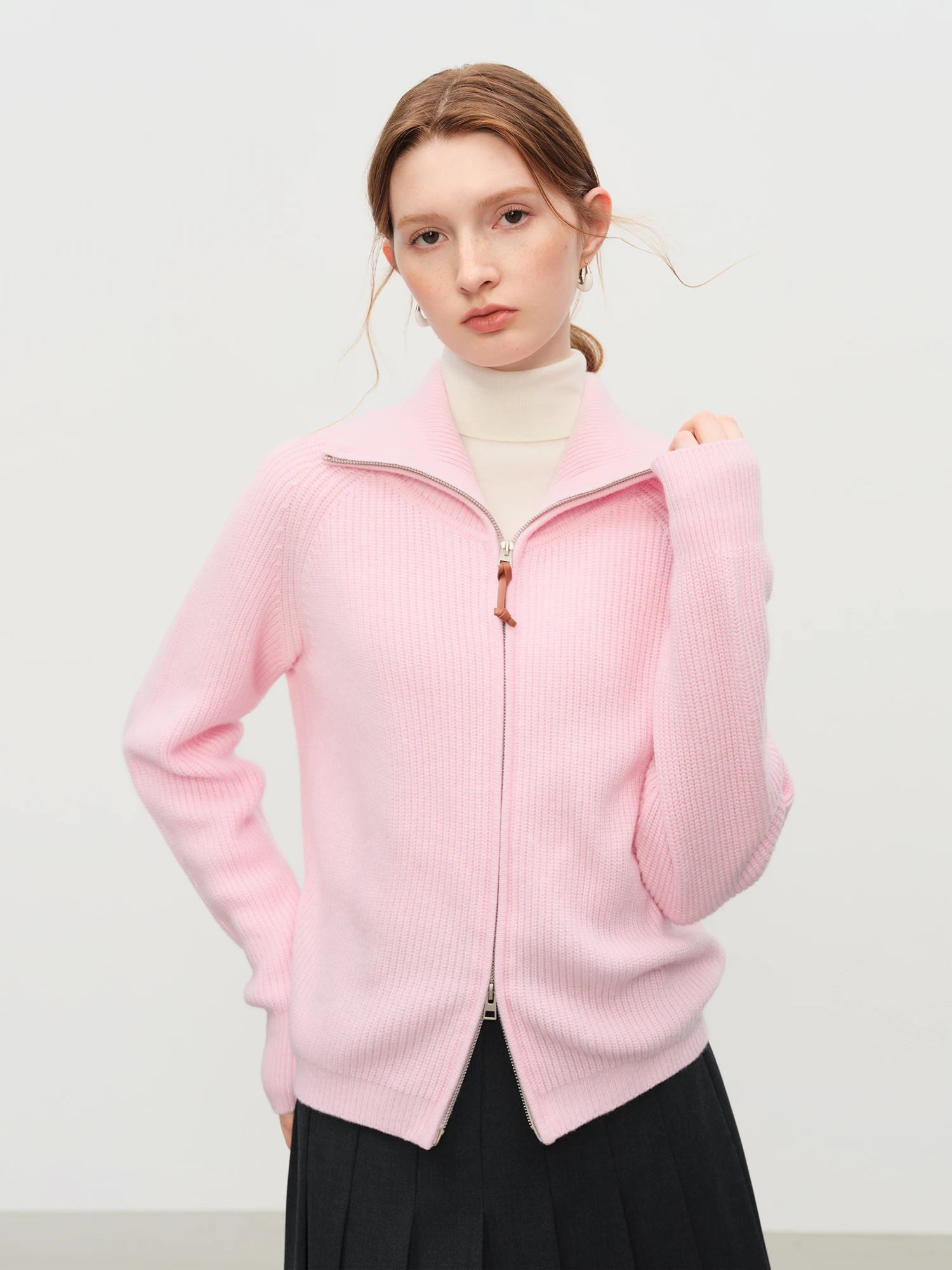 Women's Loose Fit Wool Blend Zipper Cardigan – Fall/Winter 2025 USA Style