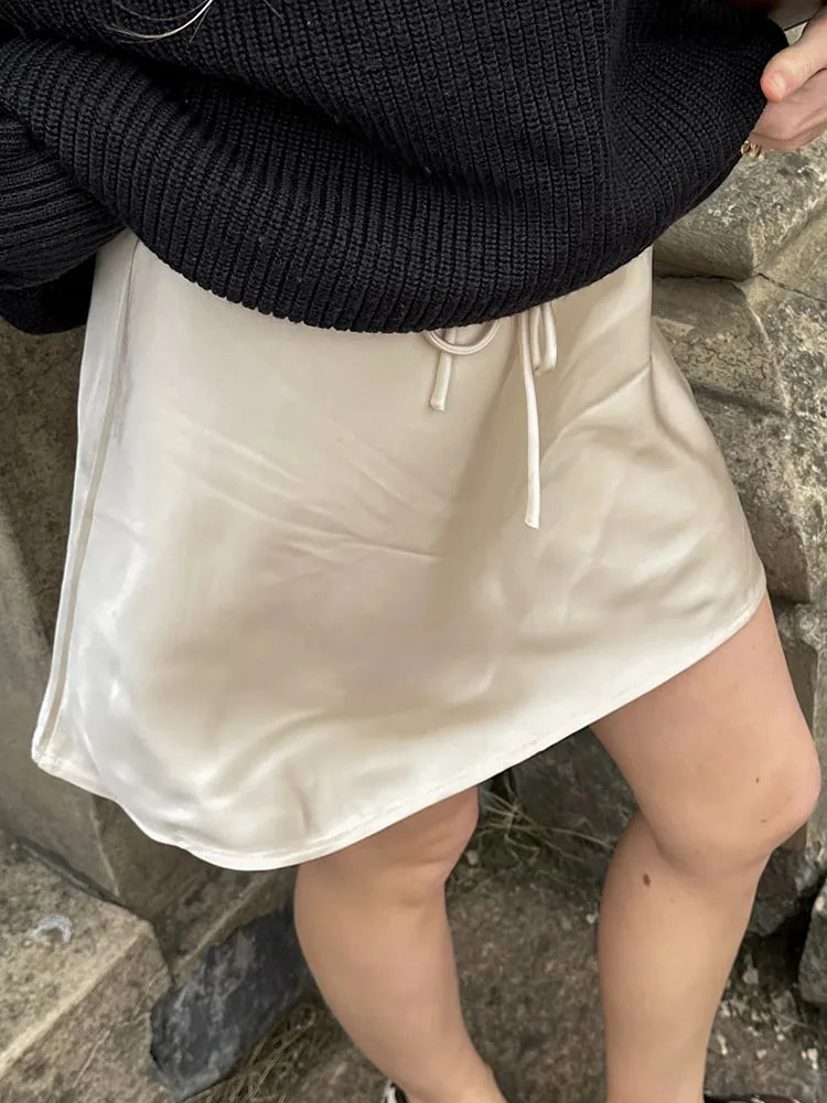 Satin Mini Skirt – Women's Elegant A-Line