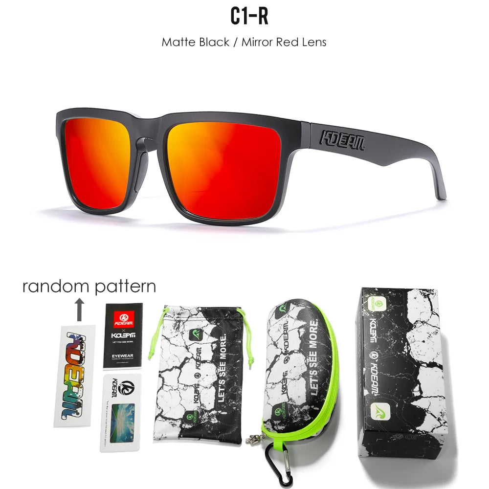 KDEAM All Black Men's Sunglasses Polarized And UV400 Protection Lens Driving Fishing Glasses Mirror With Complete Package