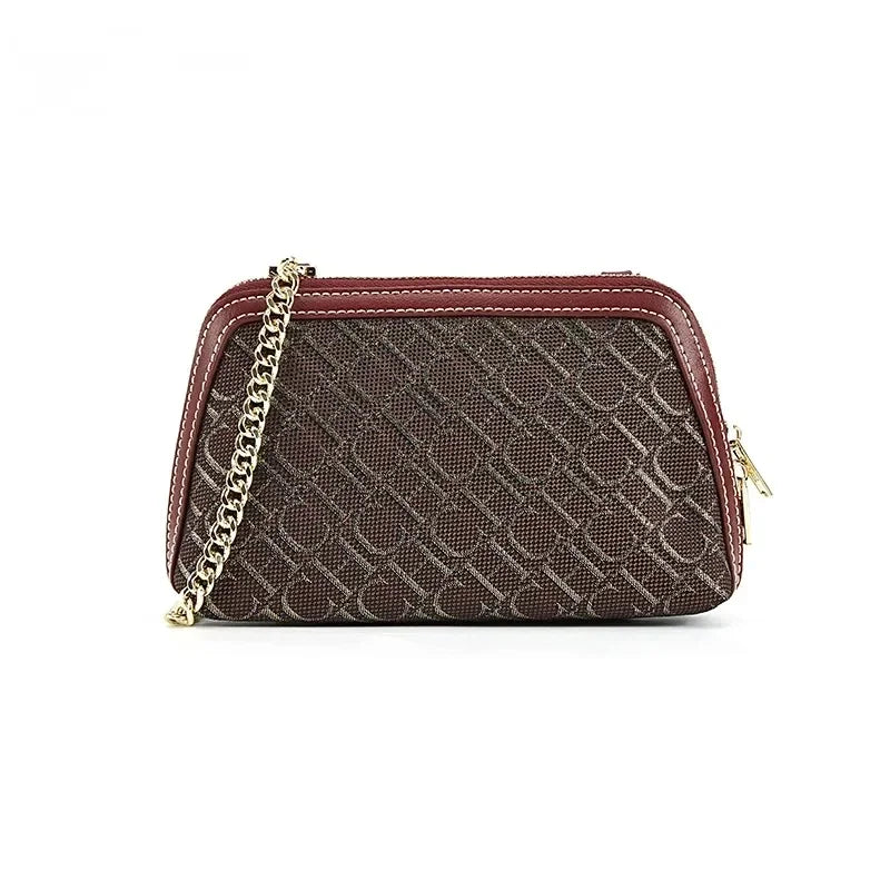 Letter Printed Suede-Style Luxury Chain Shoulder Bag