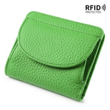 New Women Genuine Leather Mini Wallet RFID Folding Simple Ultra-thin Small Soft Cowhide Wallet Female Card Holder Coin Bags
