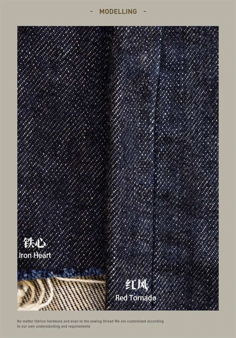 Red Tornado NOIR 21oz Selvedge Denim Straight Cut Jeans Indigo Rugged Style Men Pants