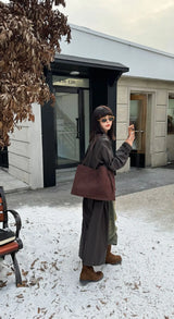 Motingsome Oversize Women Bag Luxury Suede Leather Winter Bags Frosted Cow Skin Handbag and Purses Retro Lady Tote 2024 New