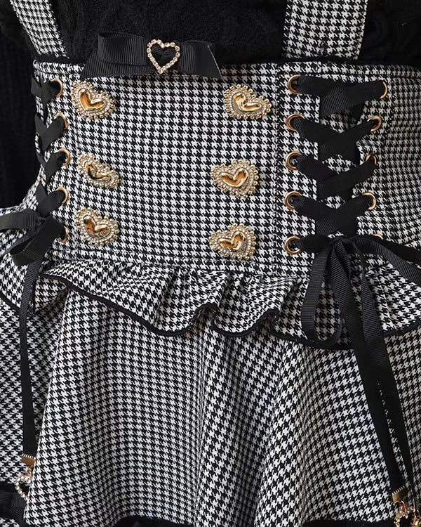 Lolita Plaid Strap Skirt – High Waist Mini for Women
