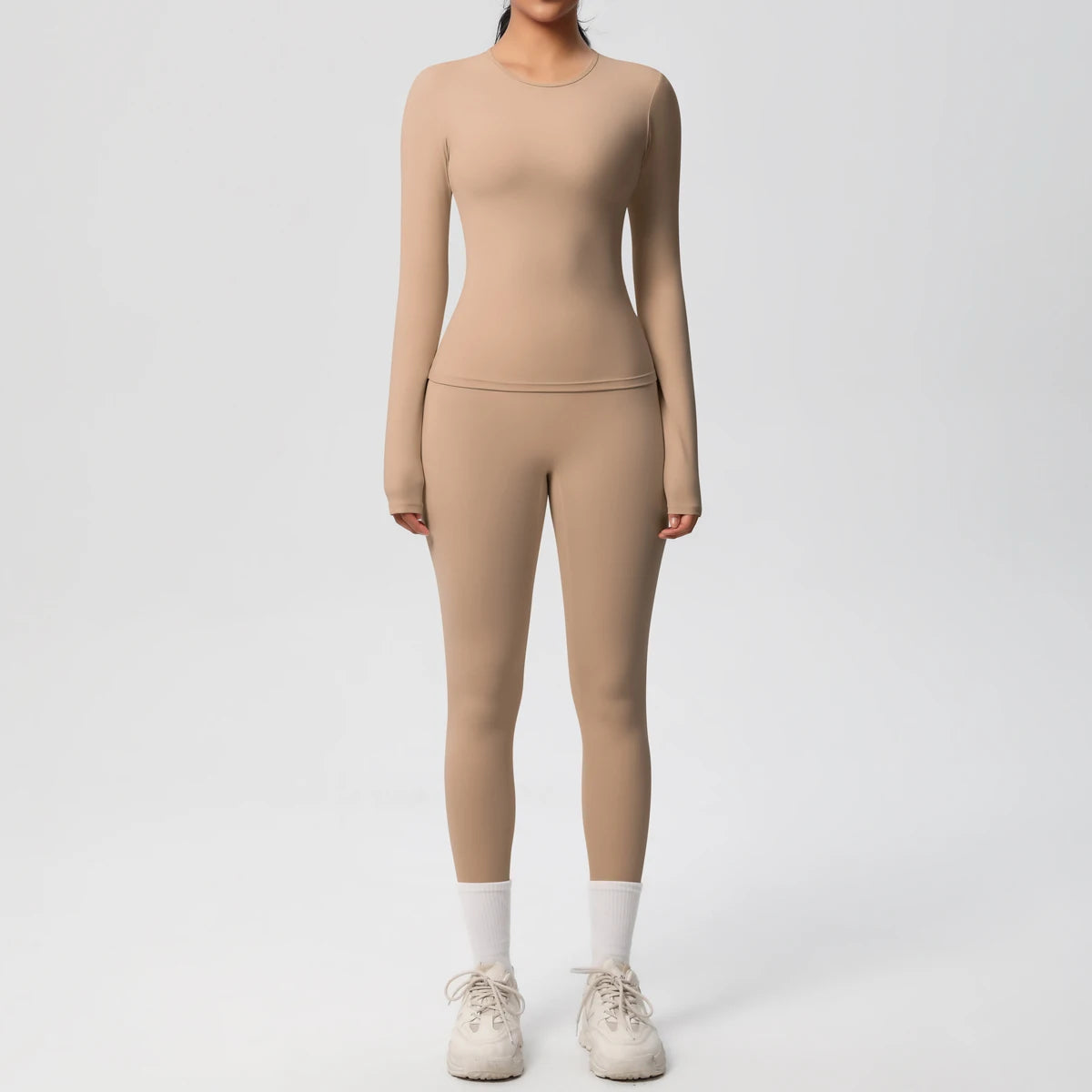 2 PCS Sportswear Yoga Set Gym Clothes Yoga Suits For Women Fitness Set Tracksuits Sports Long Sleeve Crop Top Gym Leggings