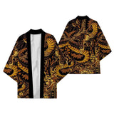 Men's Dragon Print Kimono Cardigan — Oversized Haori Yukata Shirt