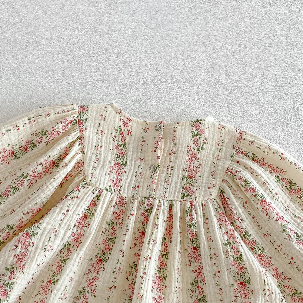 New Autumn Toddlers Girls Lace Embroidery Blouses Puff Sleeve Ruched Tops Baby Kids Floral Loose Shirts Fall Children Clothing