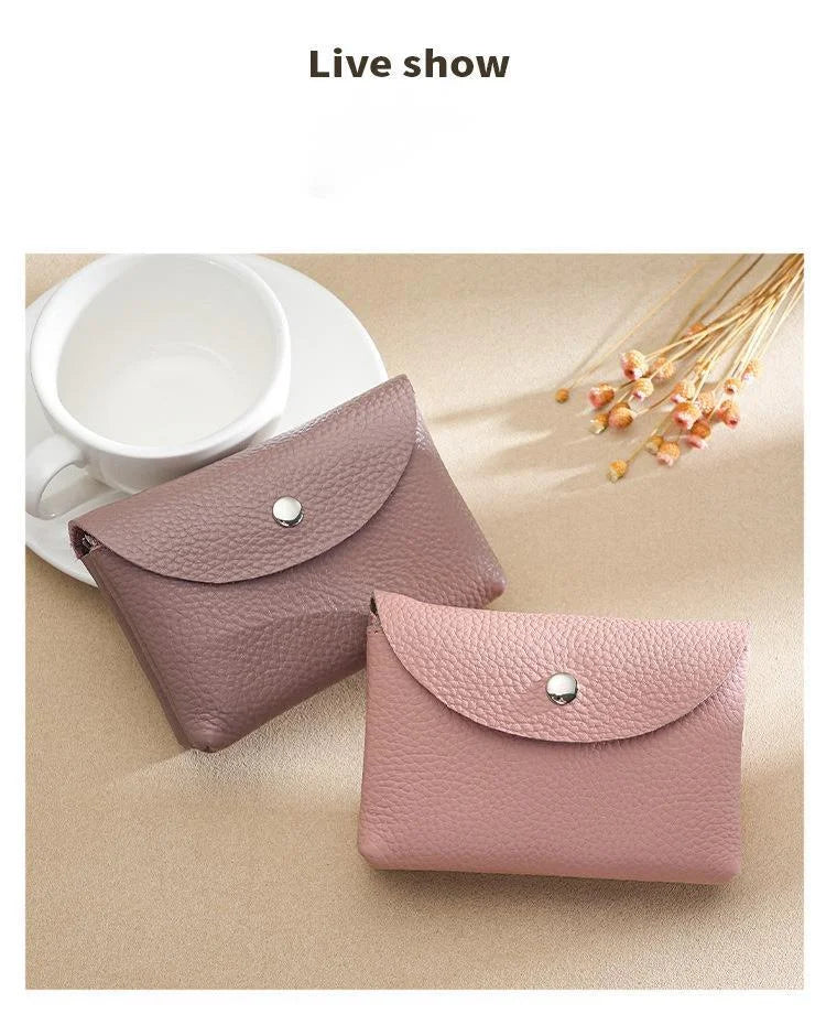 Custom Letters Fashion Women Short Wallet Genuine Leather Double Wallet Small Coin Purse Mini Credit Card Holder Key Storage Bag
