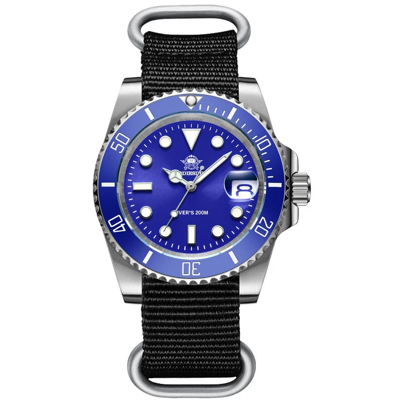 ADDIESDIVE NEW Luxury Men’s Quartz Watch 200M Diver Watch BGW9 Super Luminous Ceramic Bezel Stainless Steel Business Wristwatch