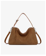 Russian Women's Genuine Suede Cowhide Leather Shoulder Bag Retro Frosted Cow Large Capacity Versatile Commuting Luxury Designer