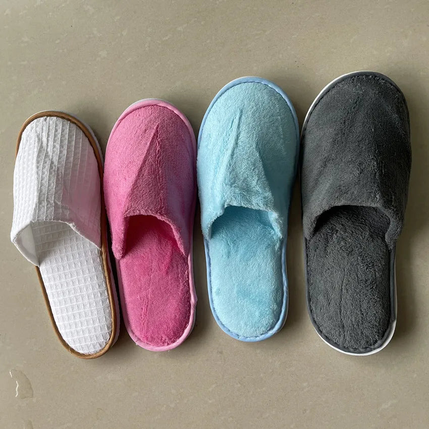 4Pairs/Lot Men Women Kids Disposable Hotel Guest Slippers Cotton Slides Home Travel SPA Slipper Hospitality Cheap Footwear