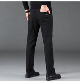 OUSSYU Brand Classic Retro Blue Men's Jeans Denim Pants Work Streetwear Straight Stretch Business Autumn Winter Cotton Trousers