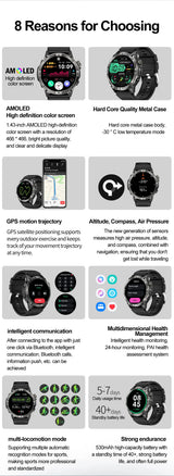 NORTH EDGE GPS Smart Watch – AMOLED, Bluetooth & IP68