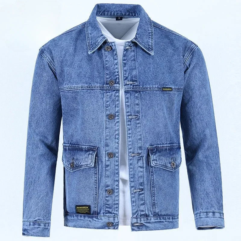Men's Stylish Blue Denim Jacket – Loose Fit Casual Y2K Jean Coat (USA Made)