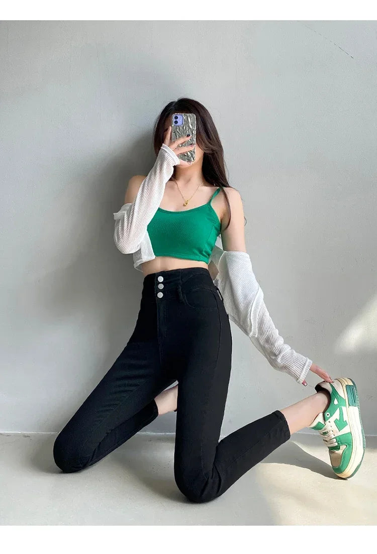 Women's High Waist Stretch Jeans – Slim Denim Pants