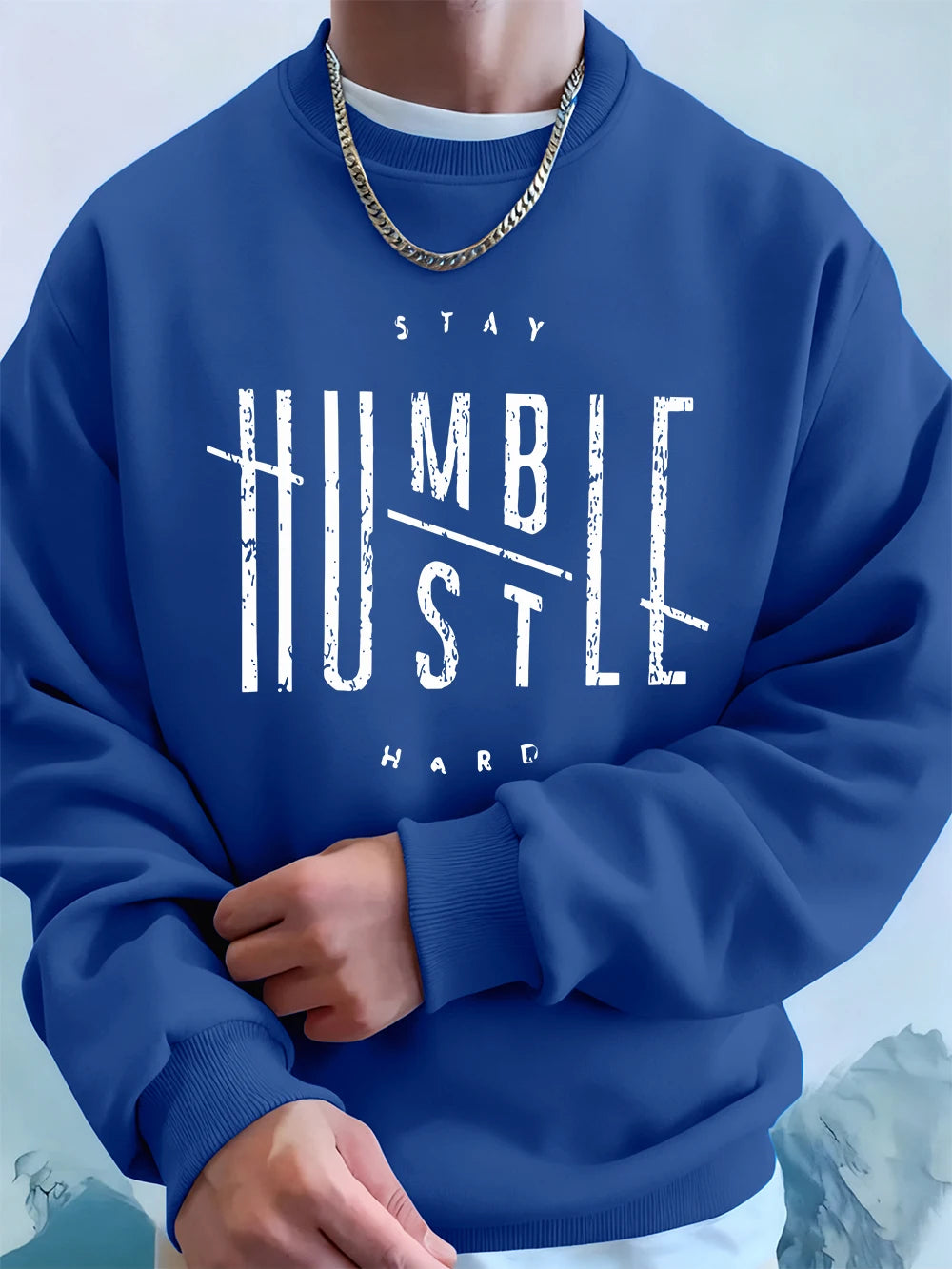 Stay Humble Hustle Hard Printing Mens Hoodie Autumn Fleece Warm Sweatshirts Casual Loose Crewneck Hooded Sports Male Clothes