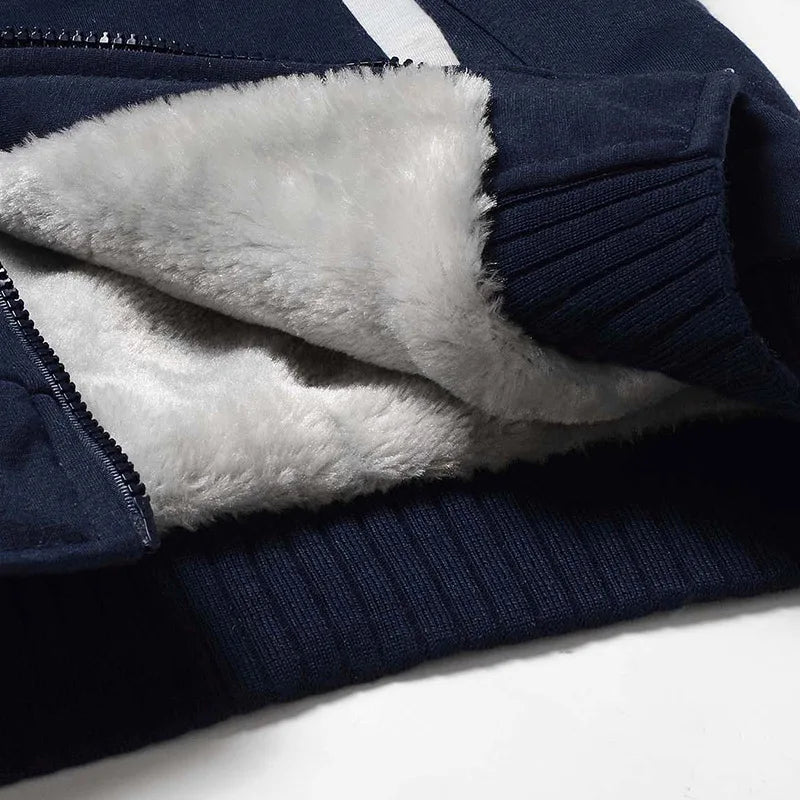 New Men's Hoodies Jacket Winter Thick Warm Fleece Zipper Hoodies Coat Casual Tracksuit Sportwear Male Sweatshirts M~ 5XL