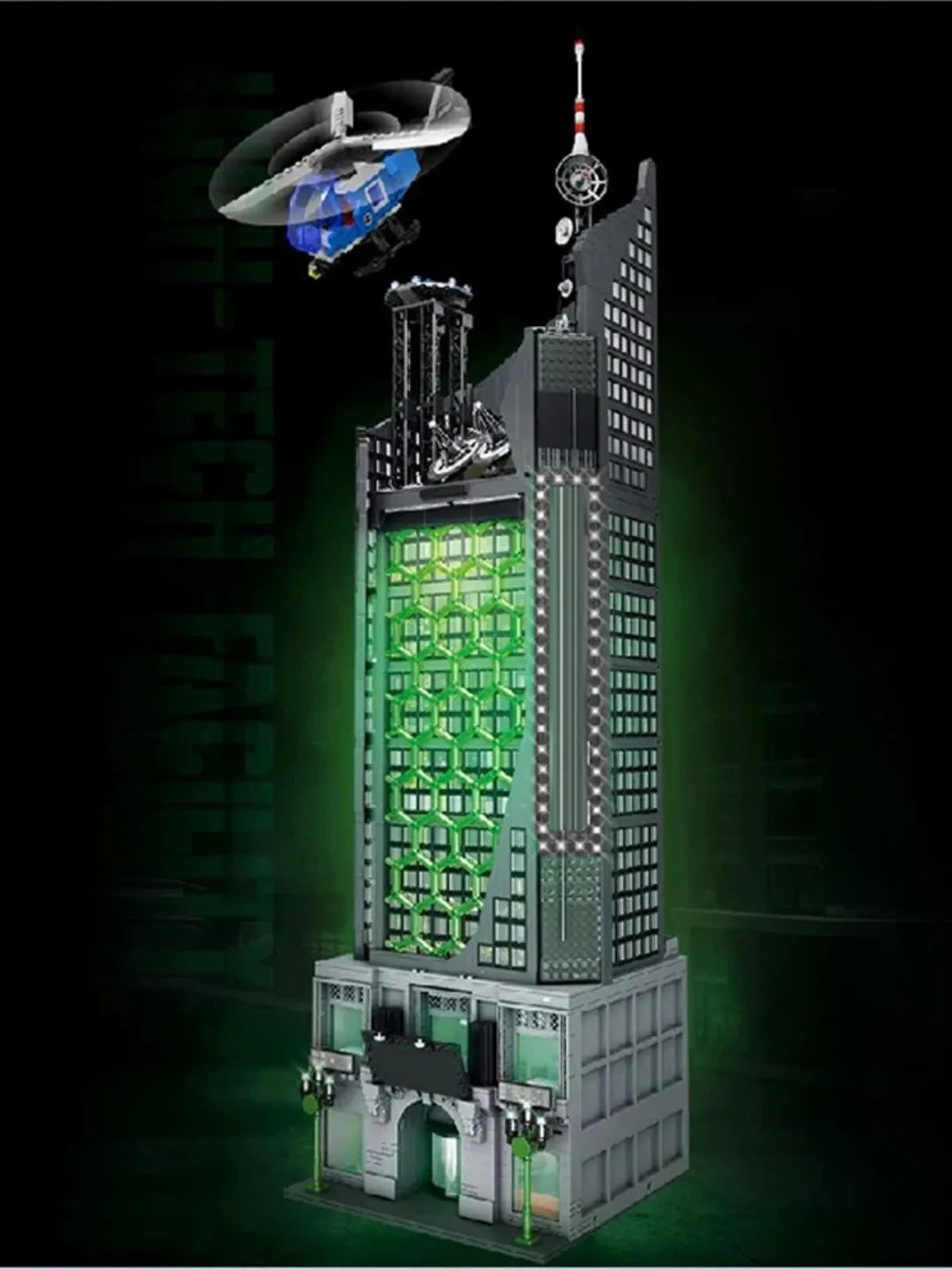6375PCS Spider Oscorp Hero Tower With Light Building Blocks Movie City Classic Architecture Modular Assembly Model Kit DIY Toy G