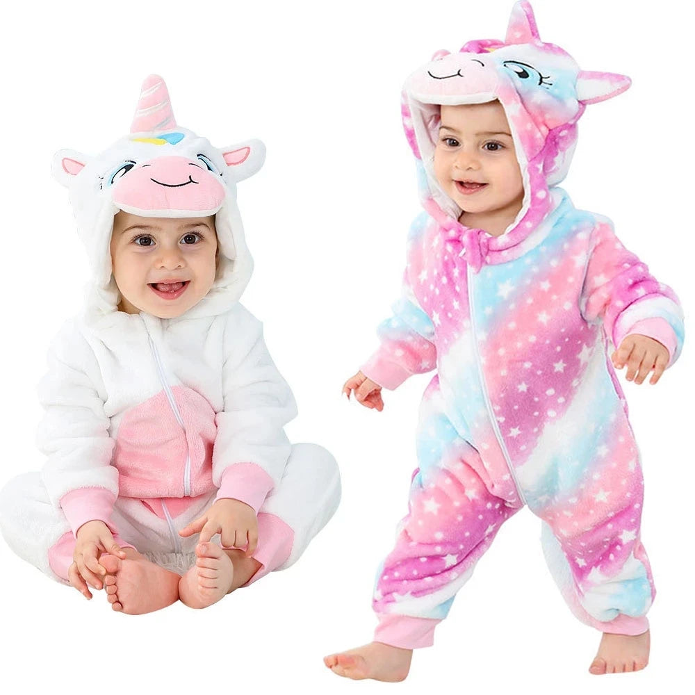 Adorable Animal Cartoon Baby Winter Rompers