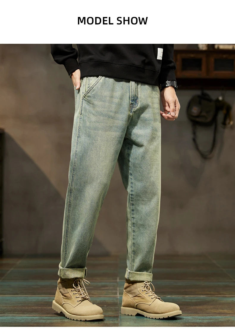 Men's Retro Loose Denim Harem Pants | Harajuku Style