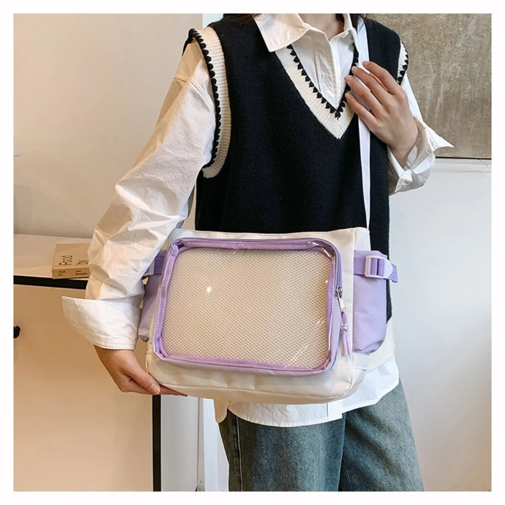Fashion Transparent Ita Bag Large Capacity College Style Shoulder Bag Canvas Jk Handbag Women Tote Bag College Style