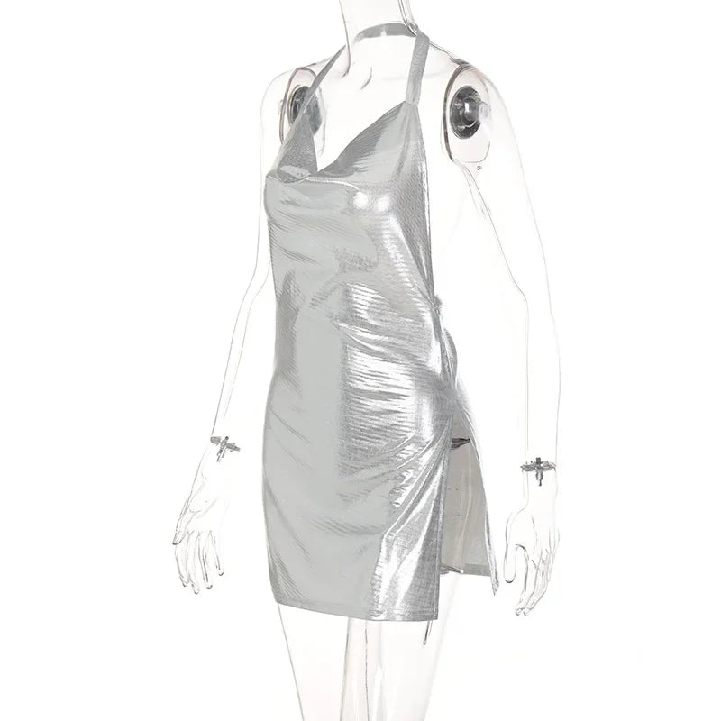 Elegant Sequin Halter Mini Dress