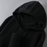 DjzDsm Autumn Winter Men's Sweater 100% Merino Wool Thick Hooded Pullover Soft Knitwear Casual Comfort Wool Clothing Tops