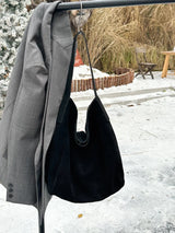 Frosted Suede Tote Bag – Large Capacity Shoulder Bag