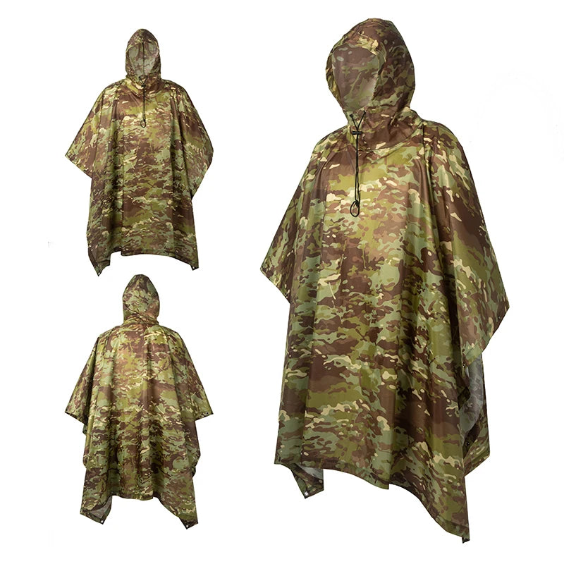 Waterproof Camo Rain Poncho – Unisex Outdoor Gear
