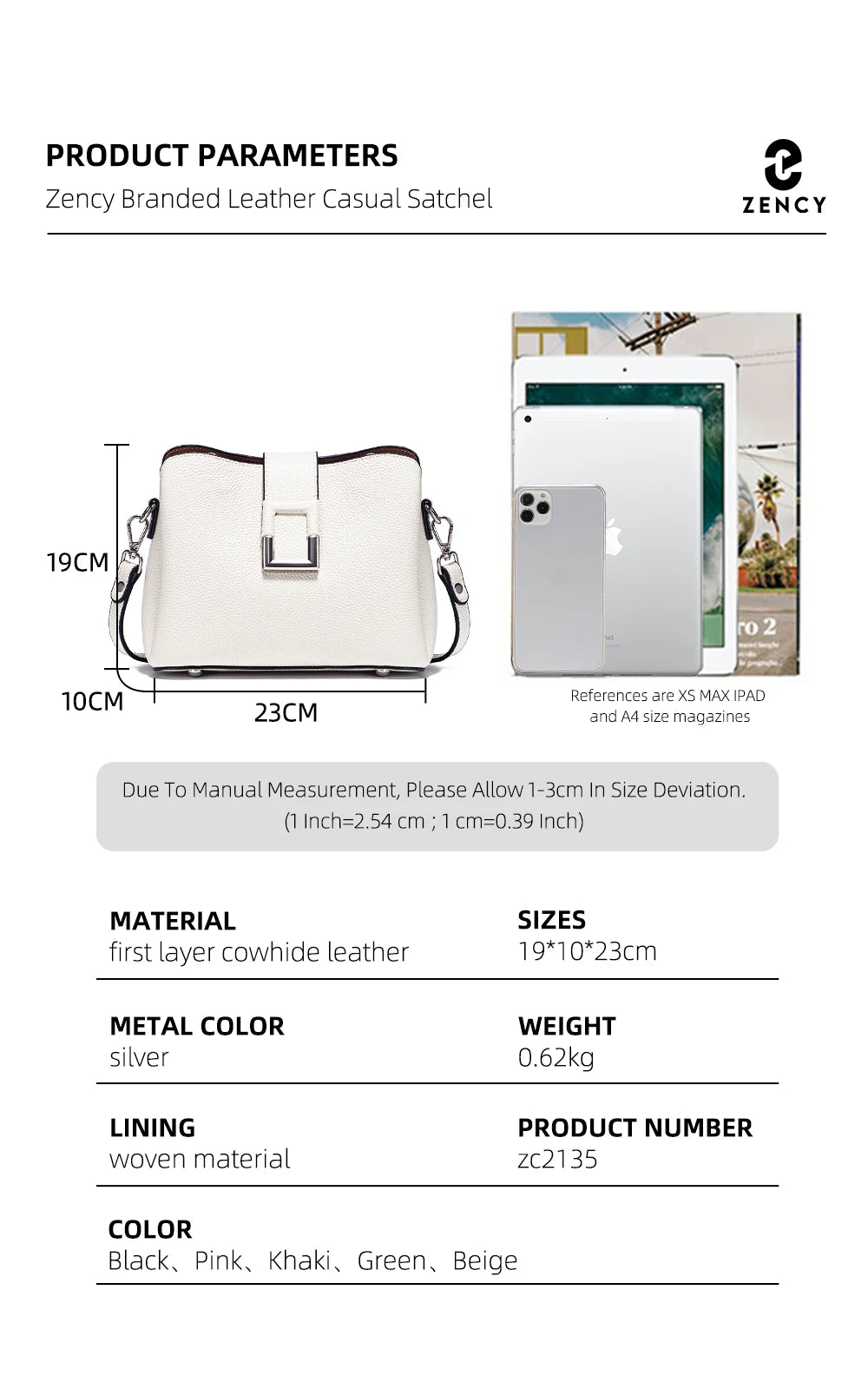 Zency Genuine Leather Bucket Shoulder Bag for Women