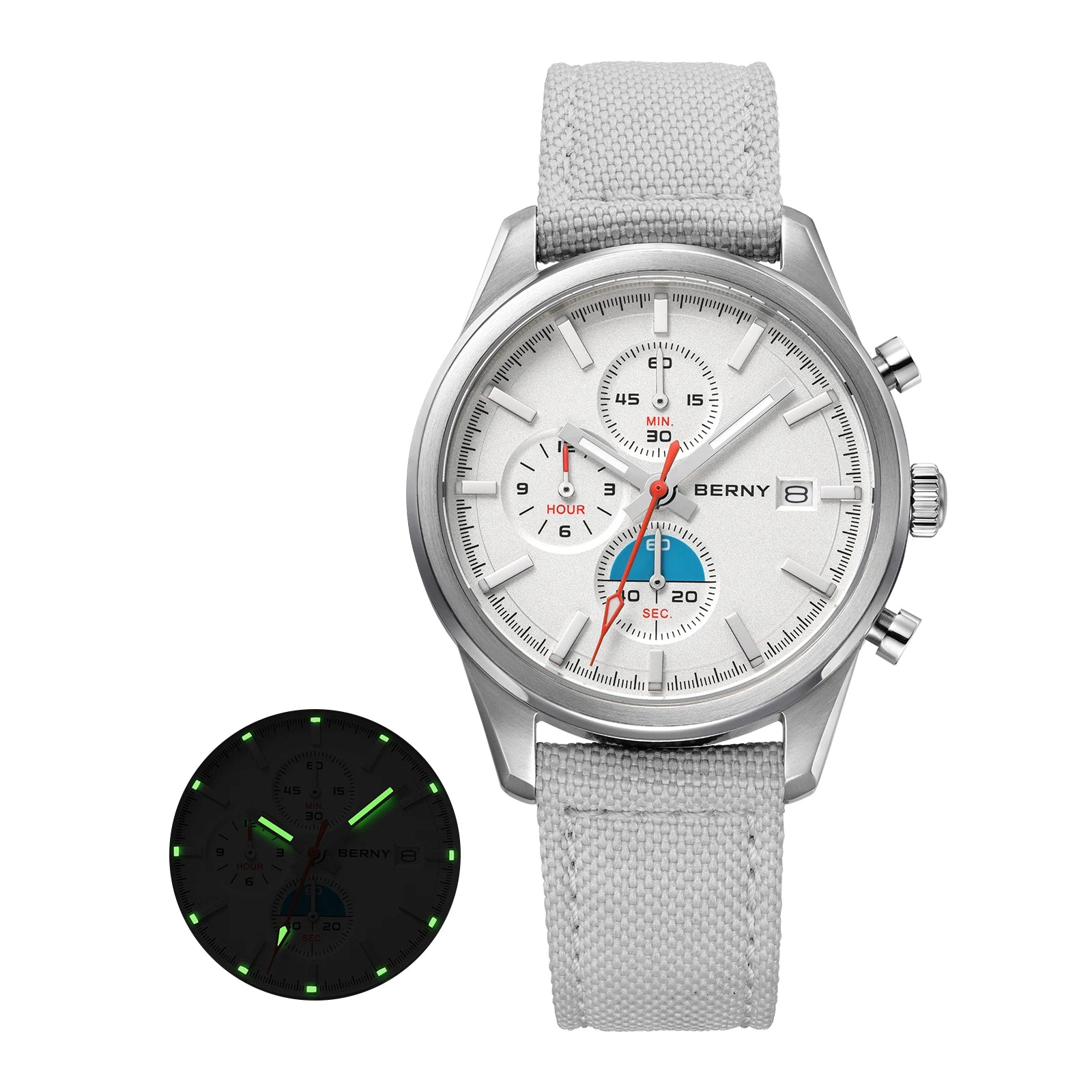 BERNY Chronograph Quartz Men Watch Luminous Miyota OS10 Top Luxury AR Coated Sapphire 5ATM Waterproof 2026 Sports Men’s Watches