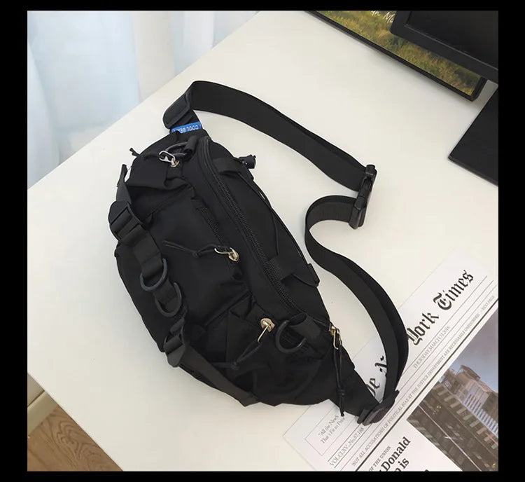 2024 Techwear Style Punk Hip Hop Single Shoulder Crossbody Bag Men Women Street Vintage Chest Bag Casual Sport Fanny Pack