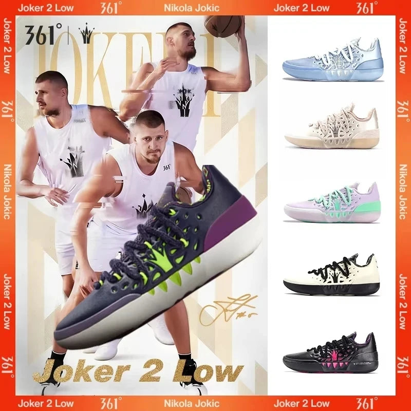 361 ° Joker 2 Low Men Basketball Shoes New Trendy Chic Breathable Shock-Absorbing Wear-resistant Male Sneakers 672611110