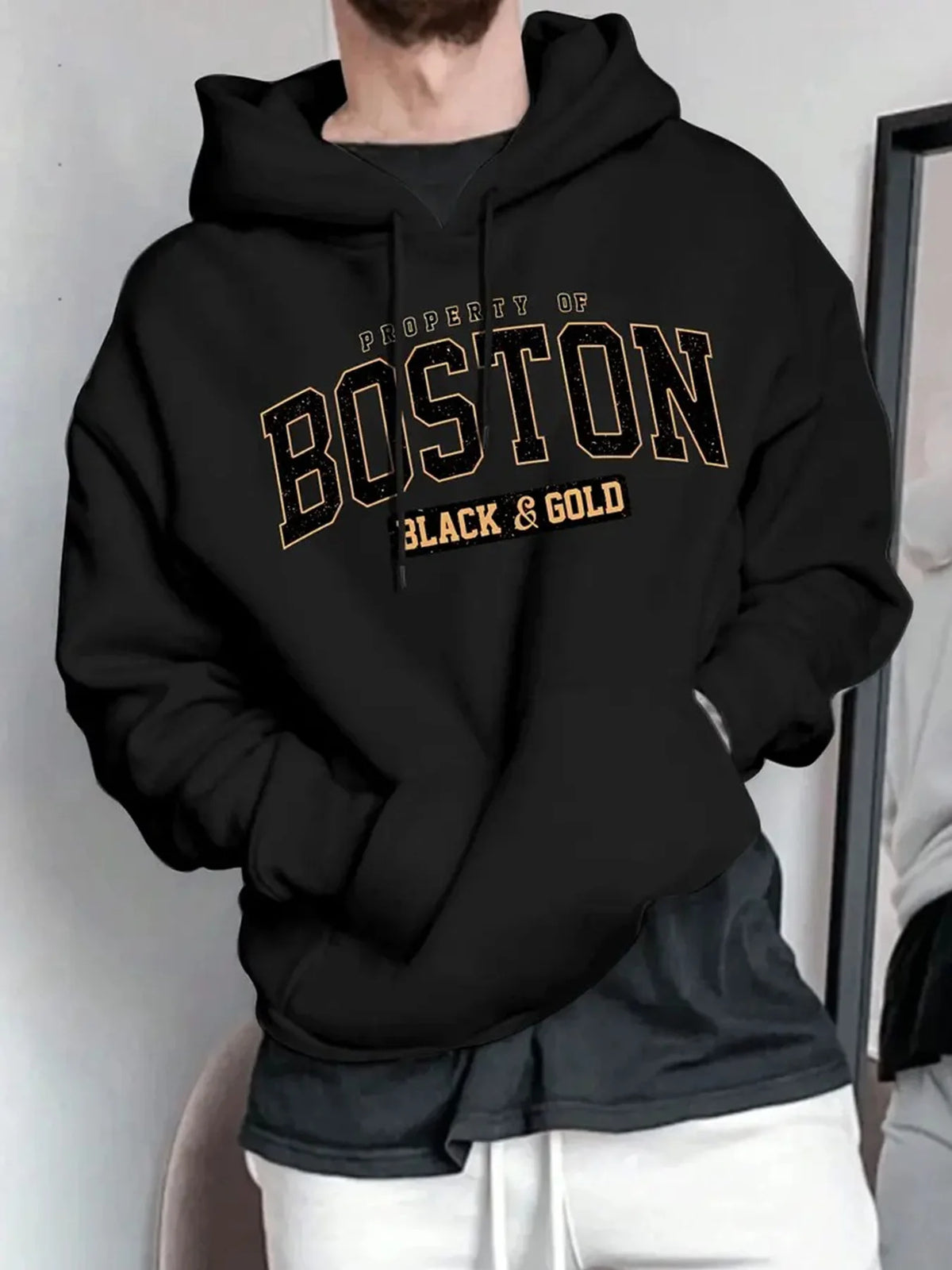 Men's Boston Print Fleece Pullover Hoodie